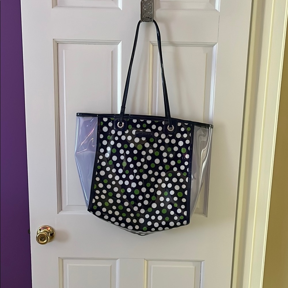 Vera Bradley Polka Dot Tote Bag - Navy and Green and White